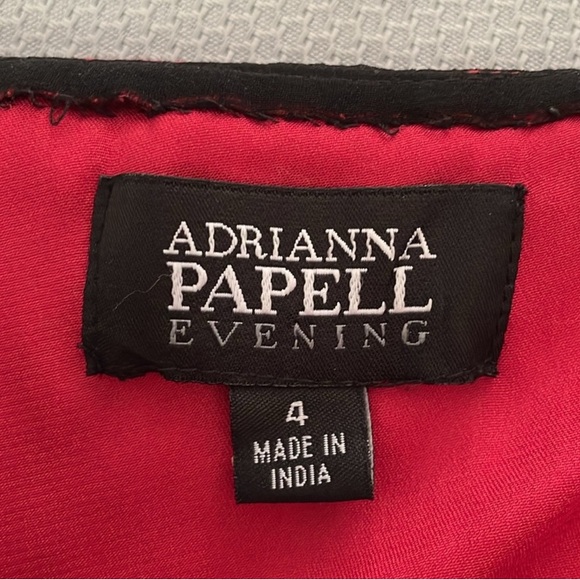 Adrianna Papell Burgundy, Black, & Gold Beaded Silk Cocktail Dress Size 4 - Picture 3 of 12